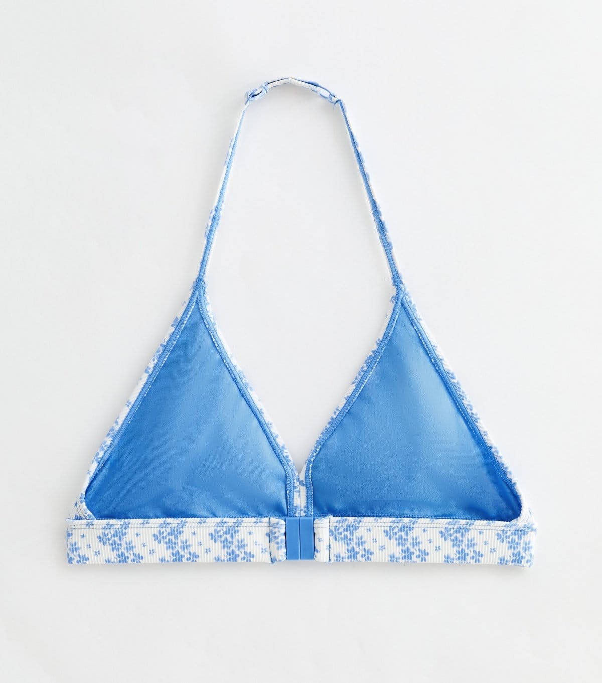 New Look Girls' Light Blue Floral Ribbed Triangle Bikini Top and Bottoms Set New Look - 2