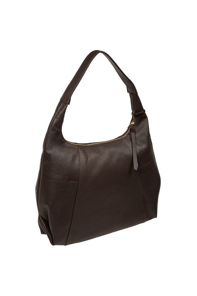 Pure Luxuries London Pure Luxuries London Women's 'Kirsten' Leather Shoulder Bag in Dark Brown - 3