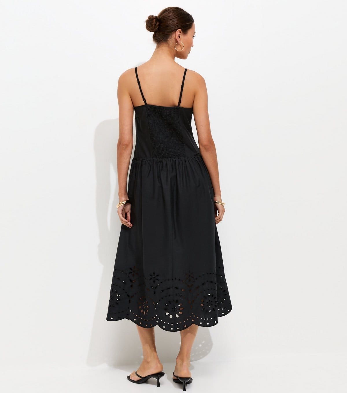 New Look Women's Black Broderie Anglaise Hem Cami Midi Dress New Look - 4