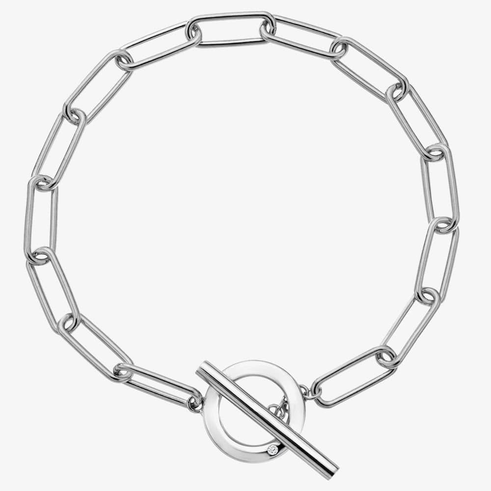 Hot Diamonds Hot Diamonds Women's Linked Silver T-Bar Bracelet DL653