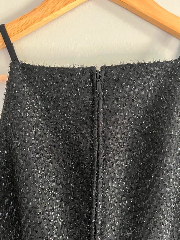 H&M H&M Black Sparkle High Neck Party Midi Zip Back Dress Size 4/6