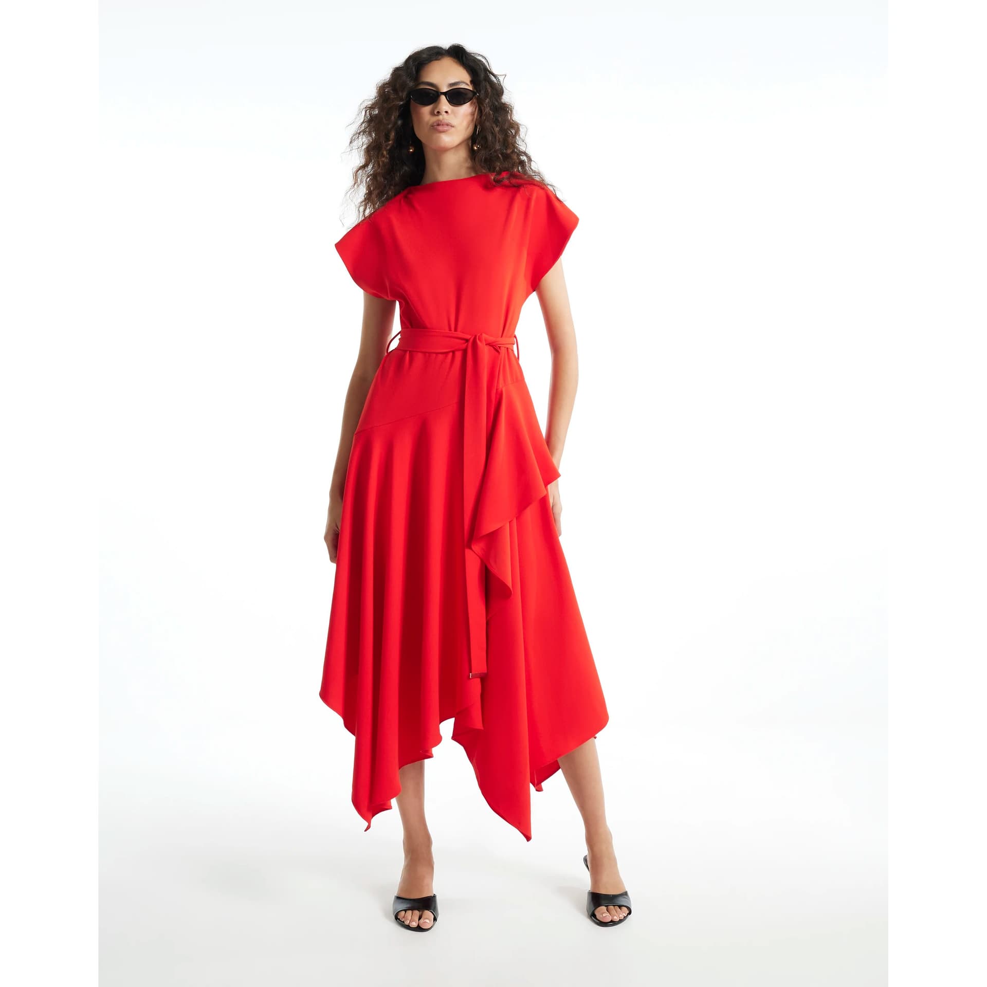 River Island River Island Womens Red Wrap Style Hanky Hem Midi Dress