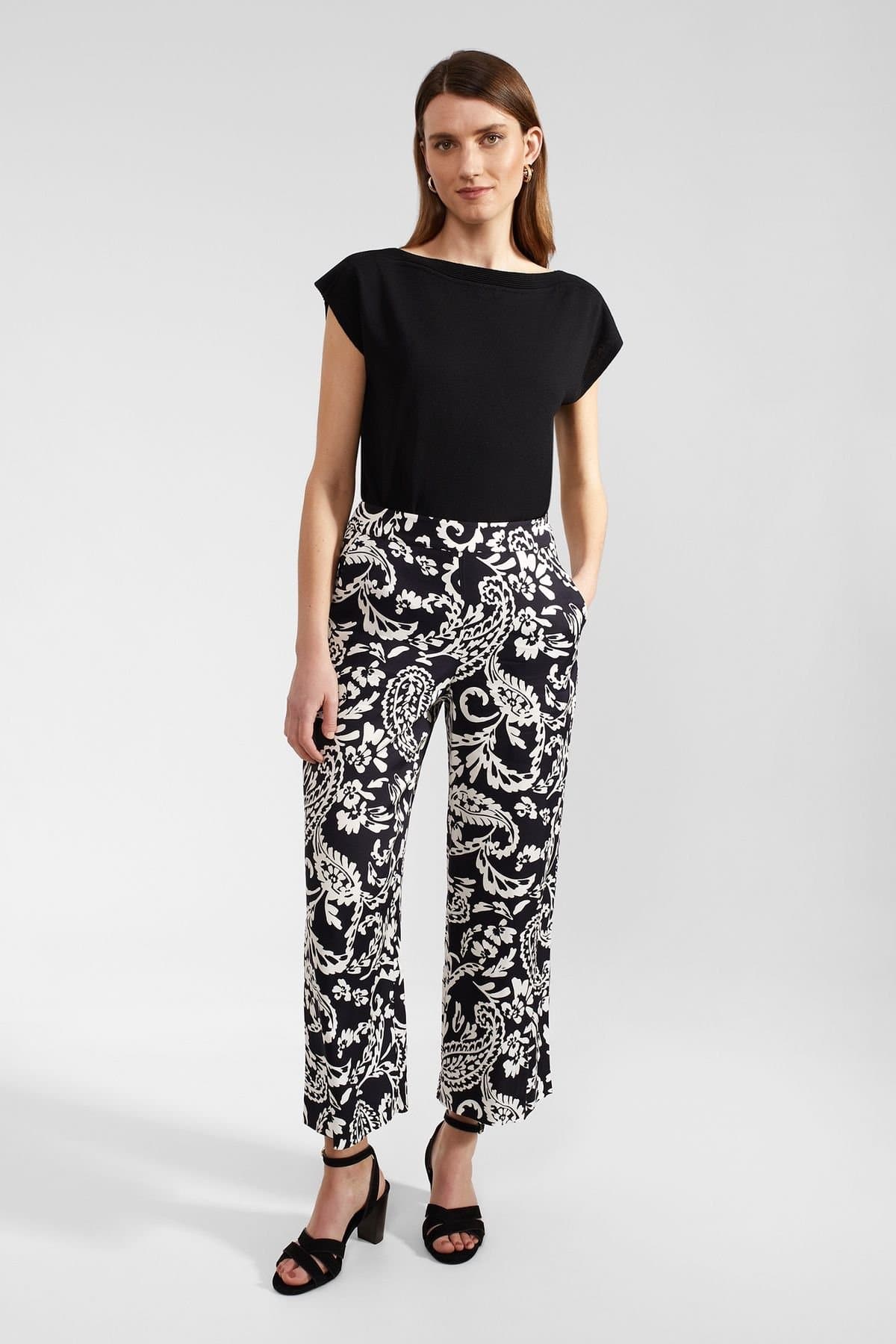 Hobbs London Hobbs London Women's Ashlyn Cropped Wide Leg Trouser in Dark Navy