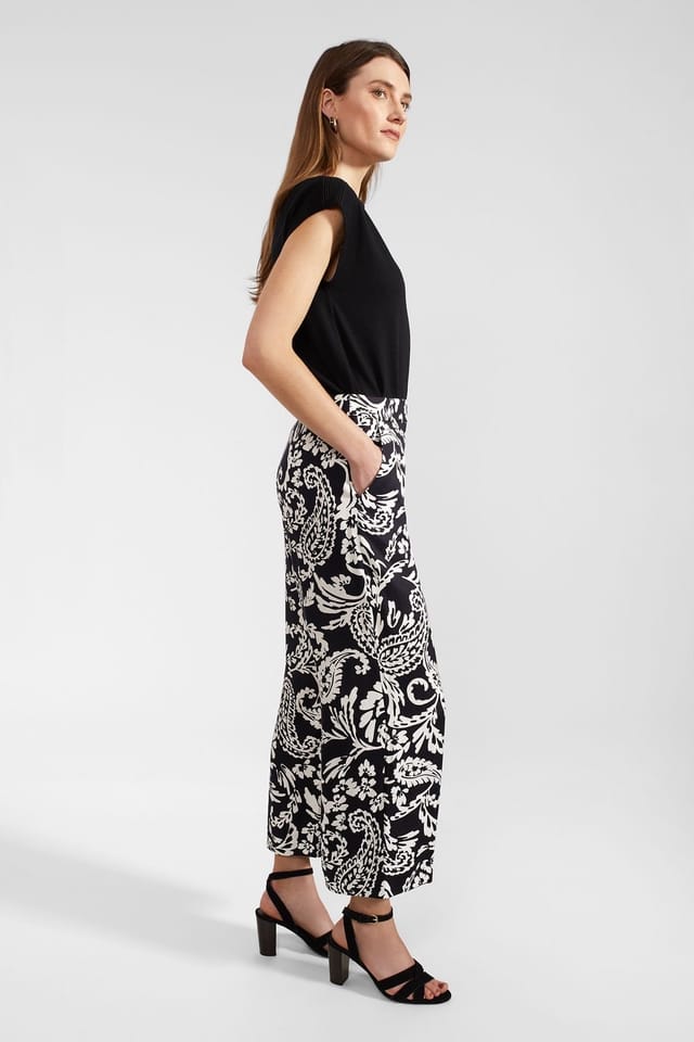 Hobbs London Hobbs London Women's Ashlyn Cropped Wide Leg Trouser in Dark Navy - 3