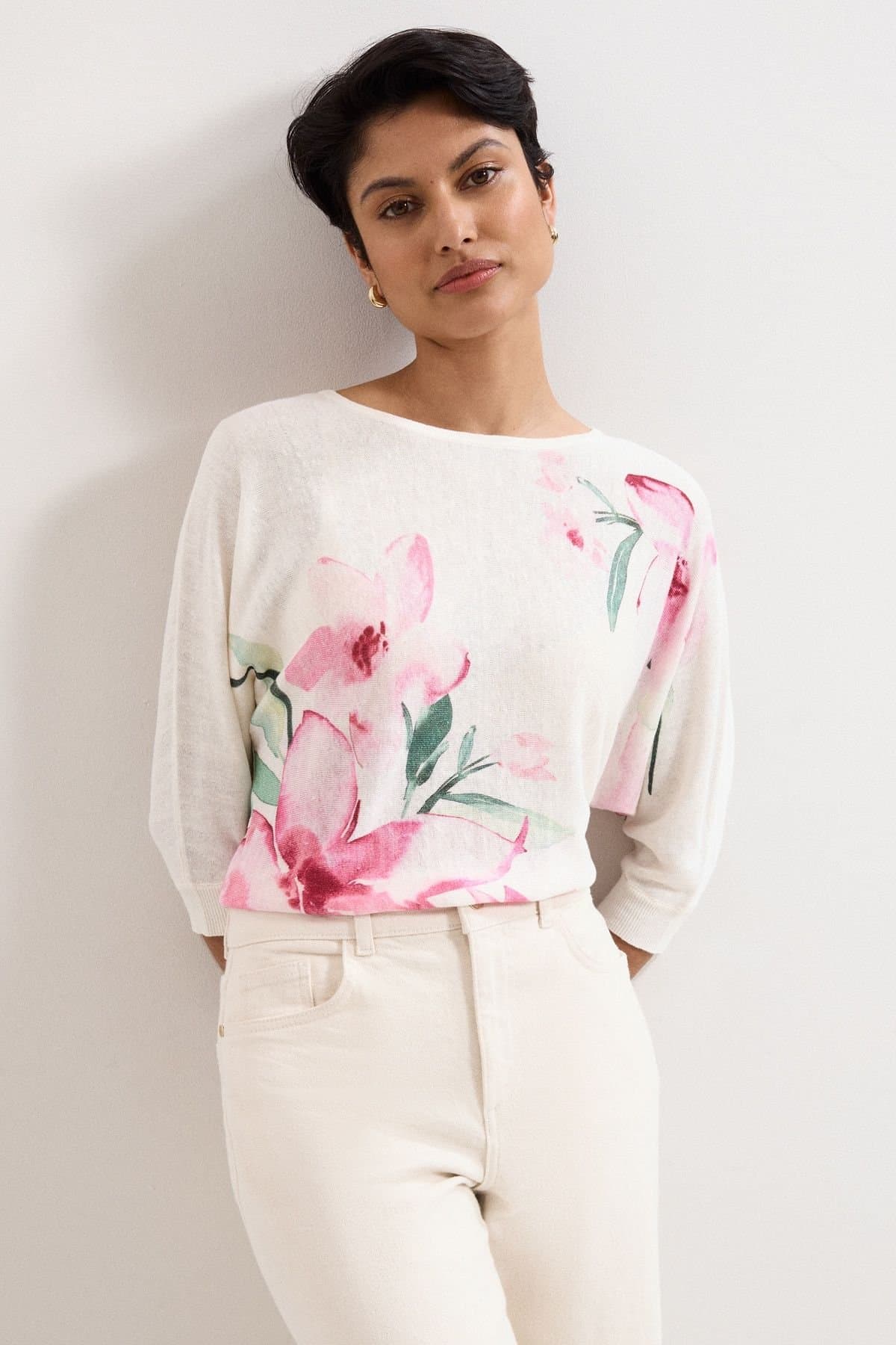 Phase Eight Phase Eight Women's Lorelei Boatneck Floral Jumper in White