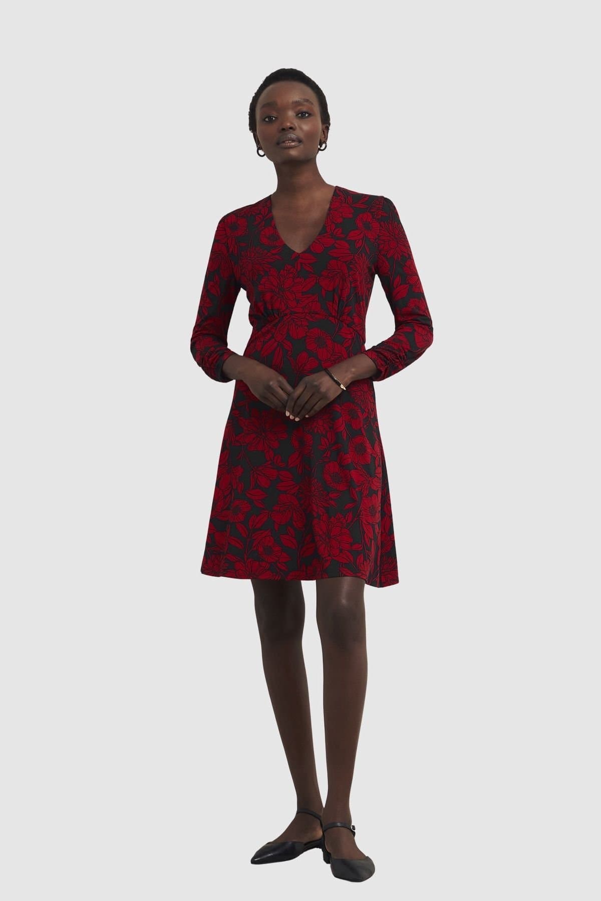 Hobbs London Hobbs London Women's Julietta Printed Jersey Dress in Black