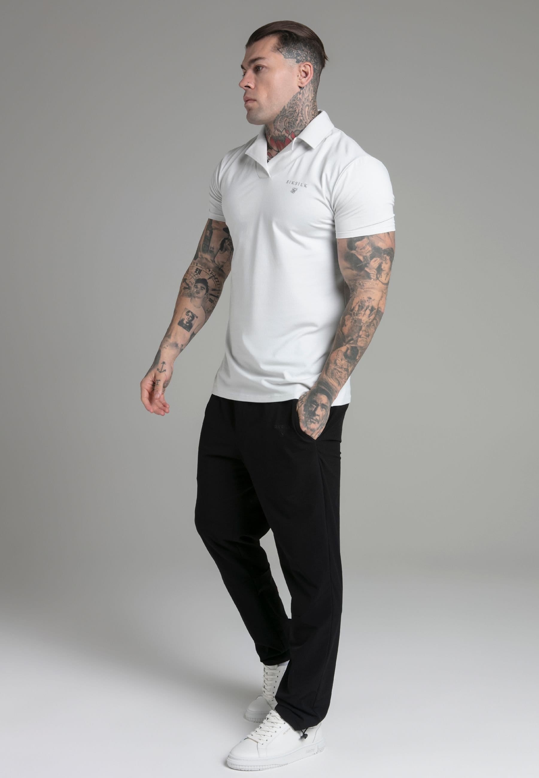 SikSilk SikSilk Men's Smart Revere Polo in Grey - 4