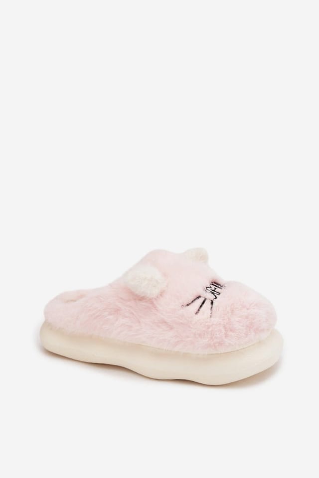 Love Lace Love Lace Women's Fur Home Slippers With Smile Inscription & Cute Ears Soft in Pink - 2