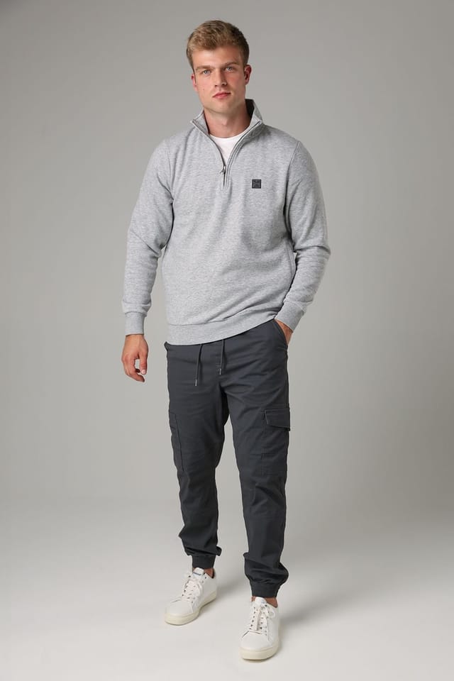 Tokyo Laundry Tokyo Laundry Men's Cotton Blend Quarter Zip Sweatshirt in Light Grey - 3