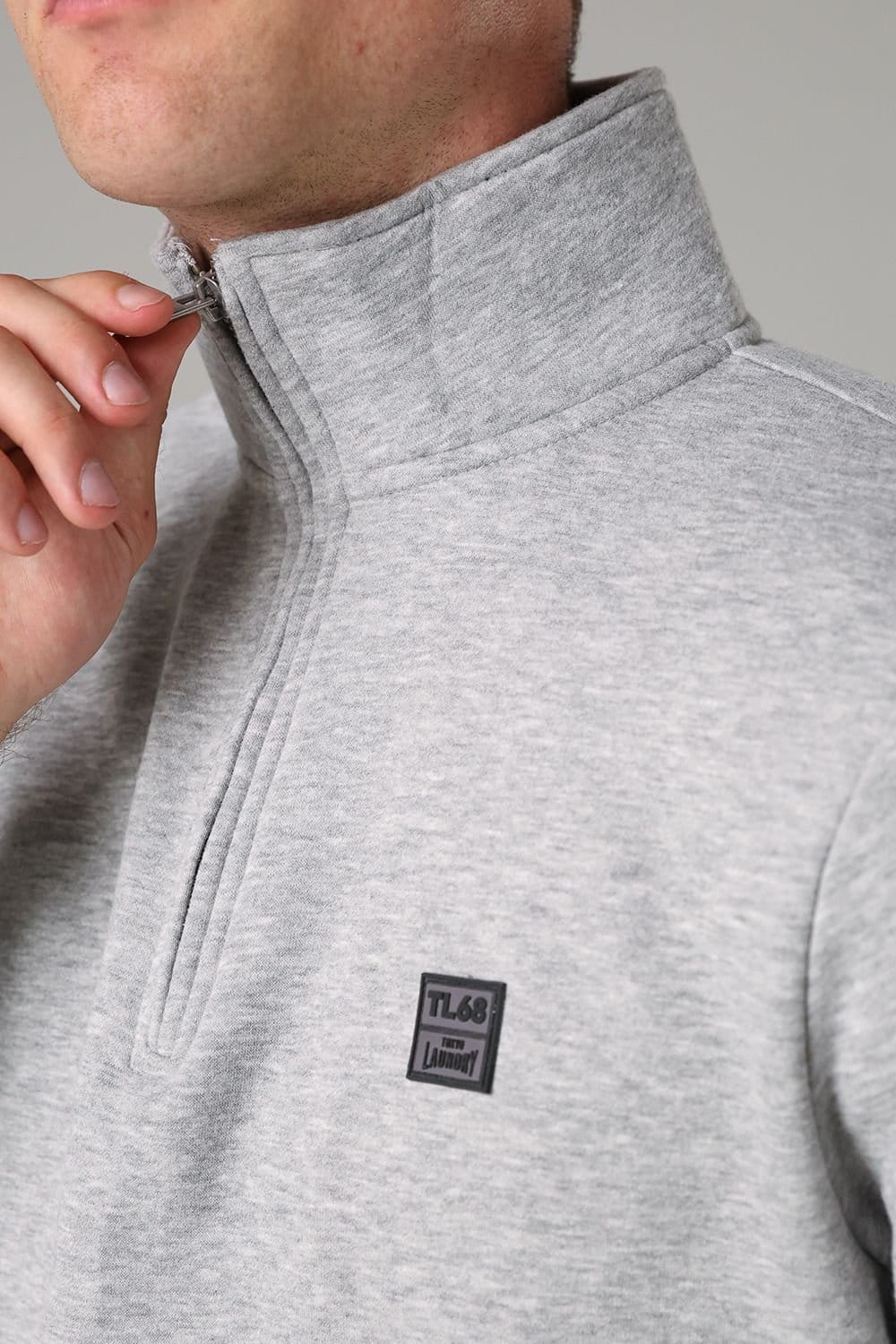 Tokyo Laundry Tokyo Laundry Men's Cotton Blend Quarter Zip Sweatshirt in Light Grey - 4
