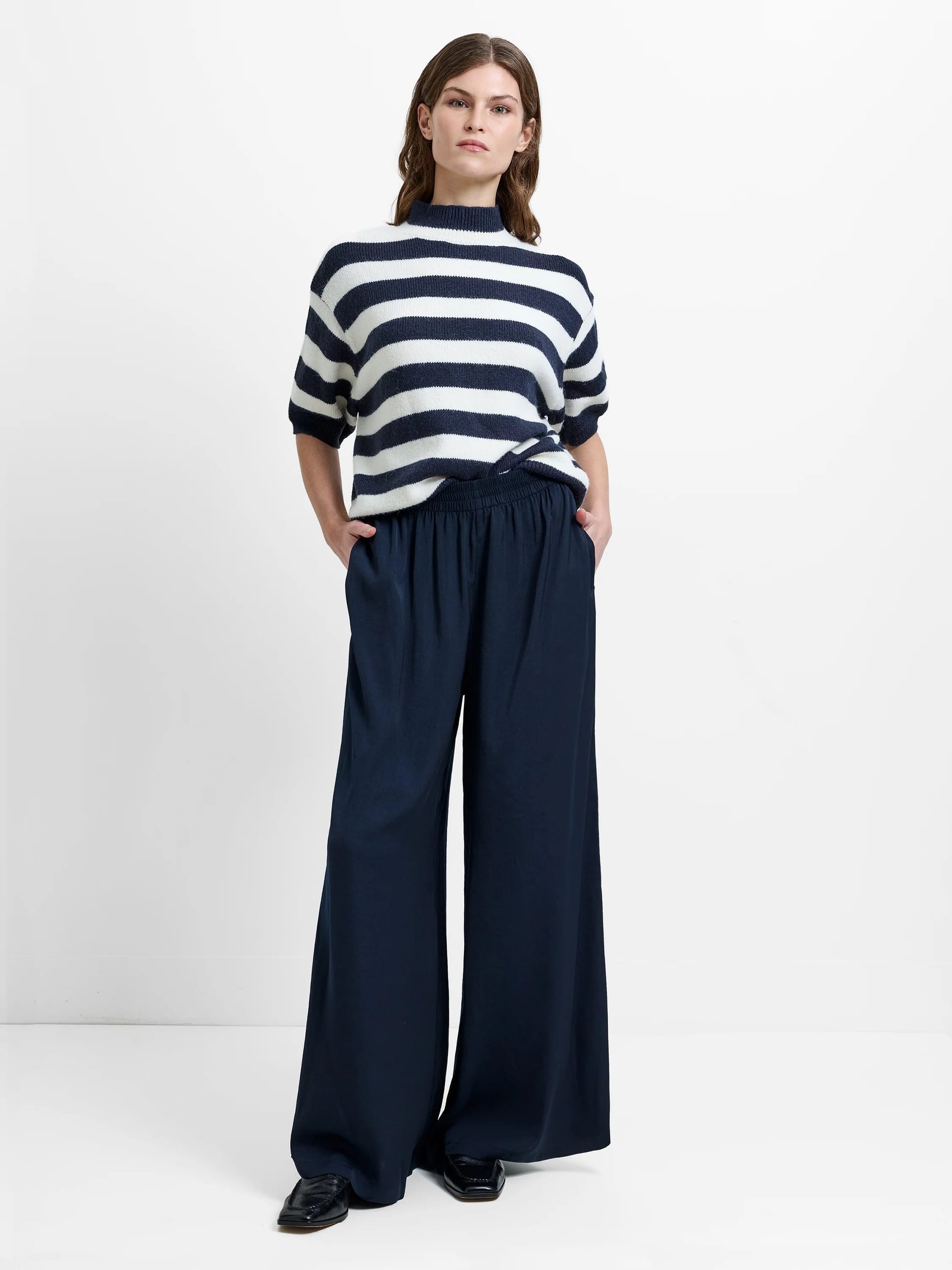 French Connection Navy Wide Leg Trousers