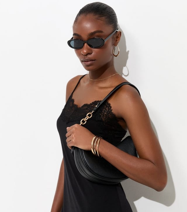 New Look Women's Black Jersey Lace Trim Asymmetric Hem Cami Mini Dress New Look - 2