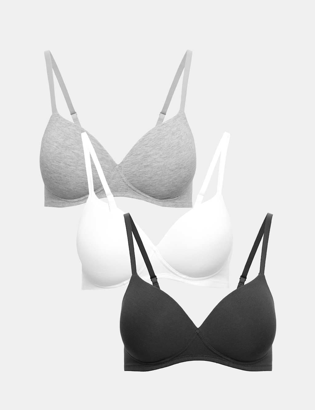 Marks & Spencer M&S 3pk Non Wired T-Shirt Bras A-E Dark Pewter