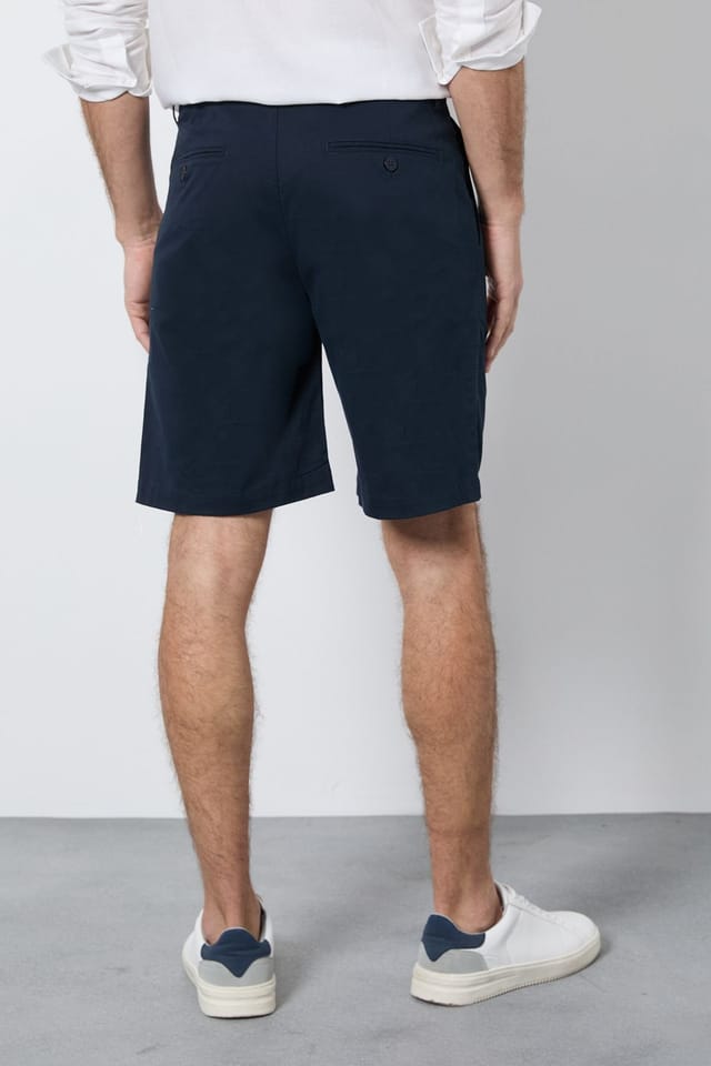 Burton Burton Men's Navy Pleat Front Smart Chino Shorts - 3