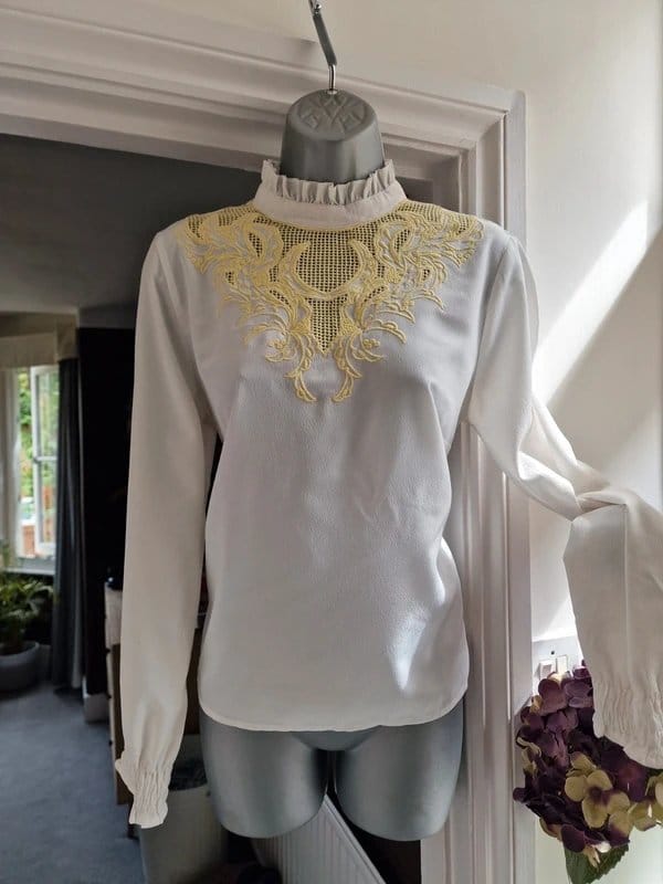 ASOS White & Yellow Lace Blouse Size 10