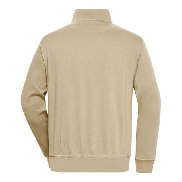 James and Nicholson James and Nicholson Men's Workwear Quarter Zip Sweatshirt in Stone - 2