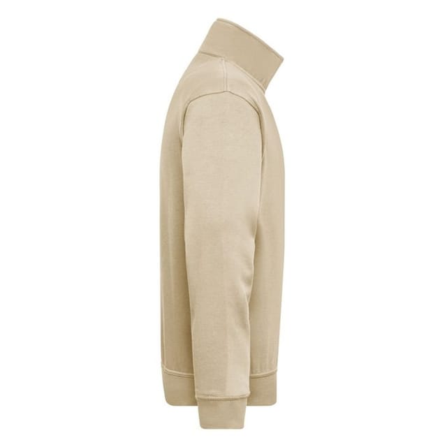 James and Nicholson James and Nicholson Men's Workwear Quarter Zip Sweatshirt in Stone - 3