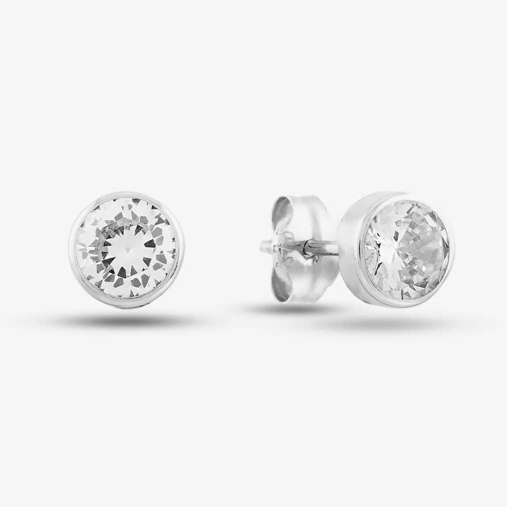 T.H.Baker T.H.Baker Women's 9ct White Gold Cubic Zirconia Stud Earrings