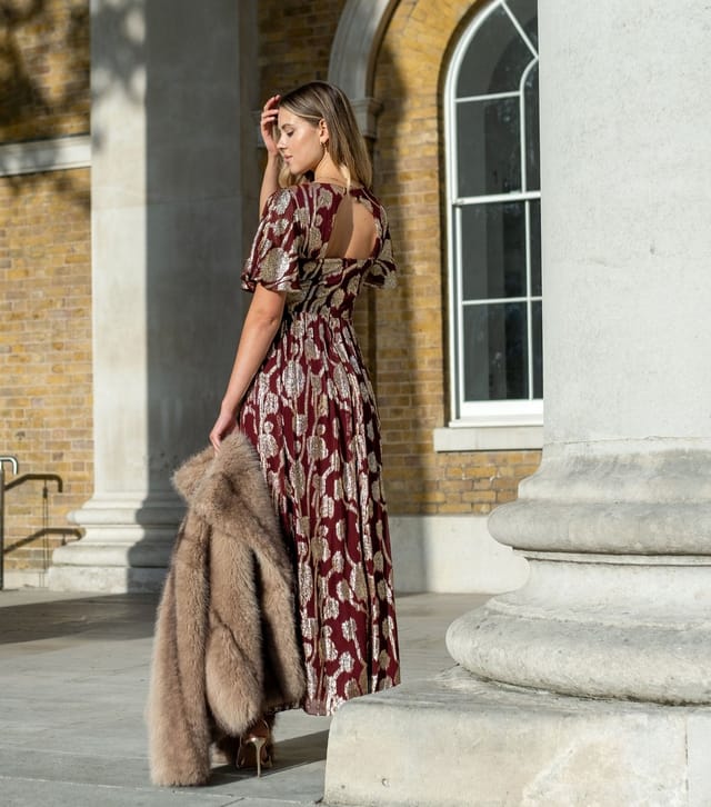 Gini London Women's Dark Burgundy Floral Midi Dress Gini London New Look - 3