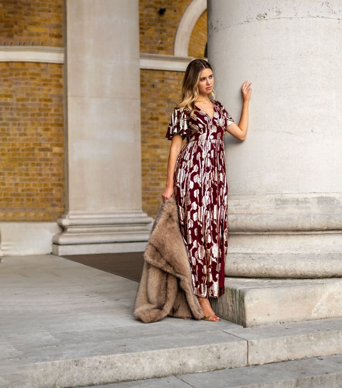 Gini London Women's Dark Burgundy Floral Midi Dress Gini London New Look - 4