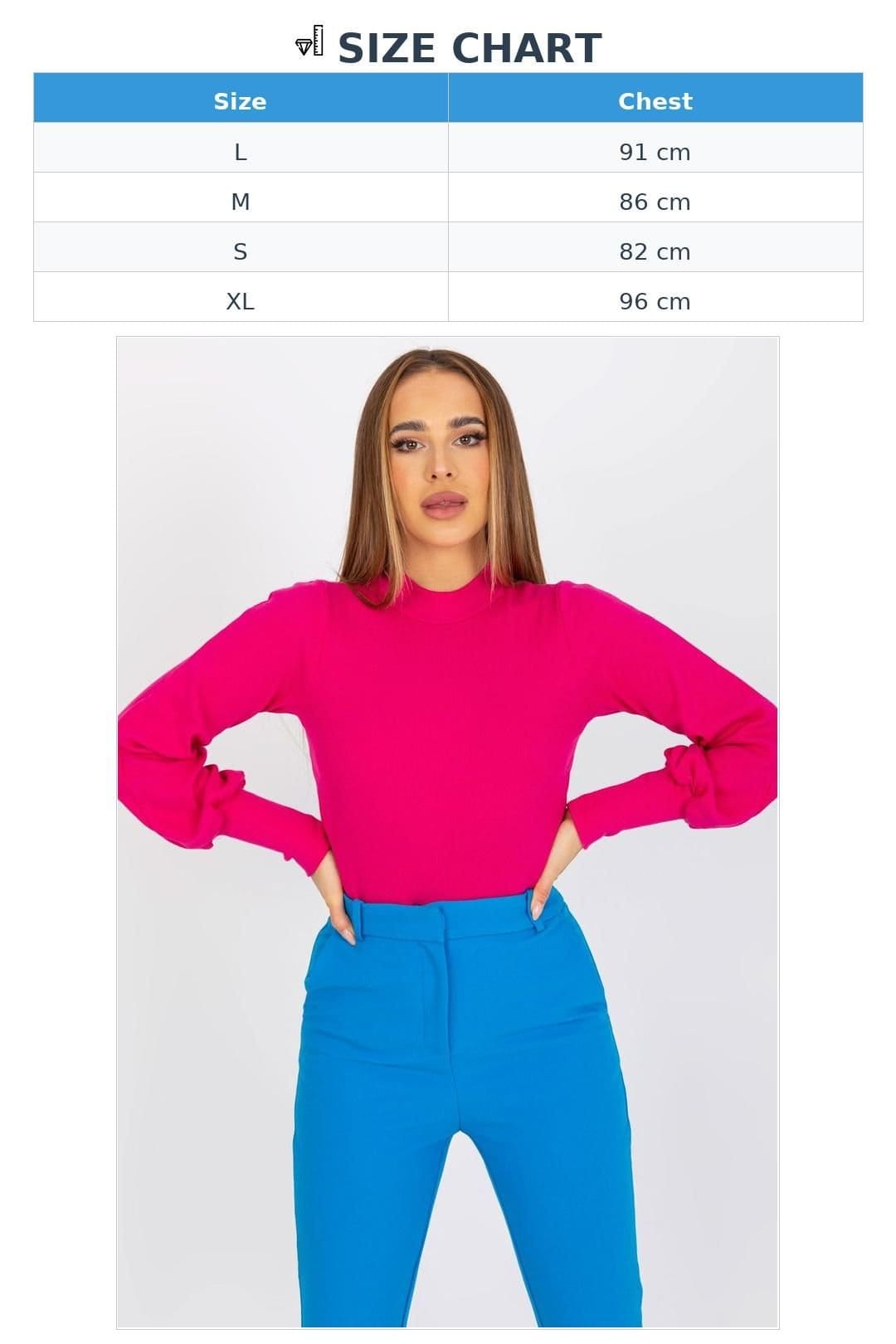 Love Lace Love Lace Women's Ribbed Long Sleeve Blouse with Wide Cuffs Style 168196 in Fuchsia - 4