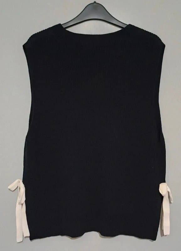 Mint Velvet Mint Velvet Black 100% Cotton V-Neck Waistcoat- size M