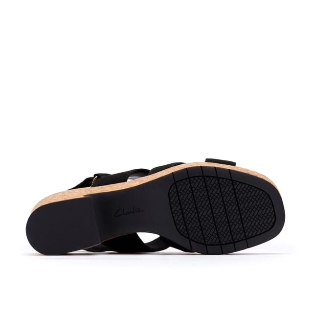 Clarks Clarks Women's Nerisa Grace Black Nubuck Heeled Sandals, Wedge Sandals - 3