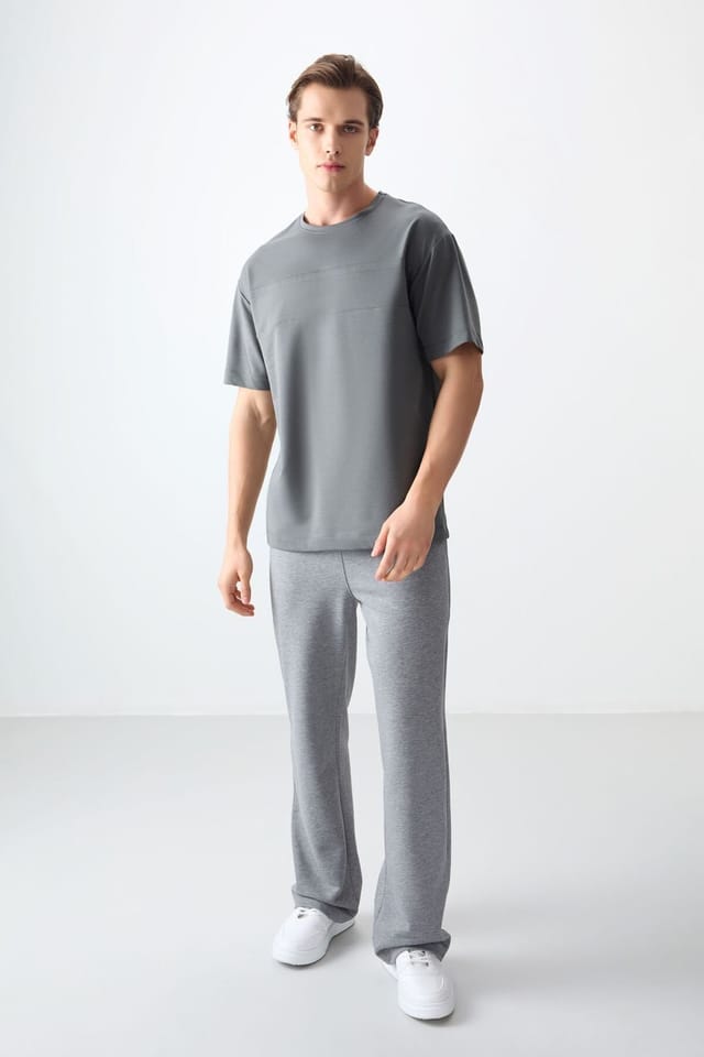 Tommy Life Tommy Life Men's Oversized Crew Neck T-Shirt in Charcoal - 3