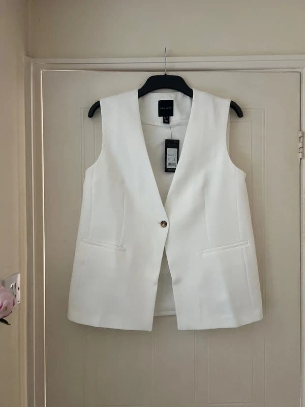 New Look White Tailored Waistcoat