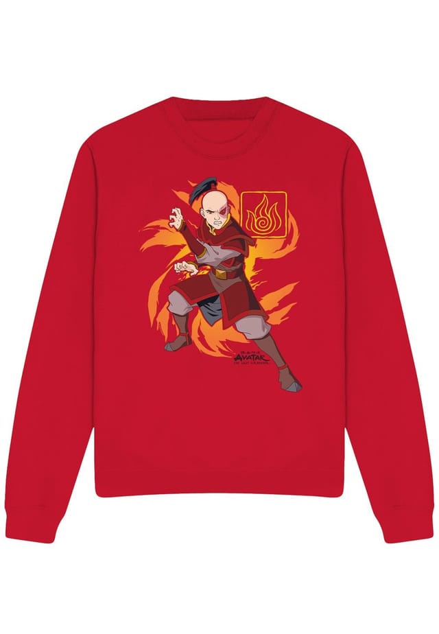Avatar: The Last Airbender Avatar: The Last Airbender Men's Avatar The Last Airbender Zuko Flame Burst Crew Sweatshirt, Red - 3