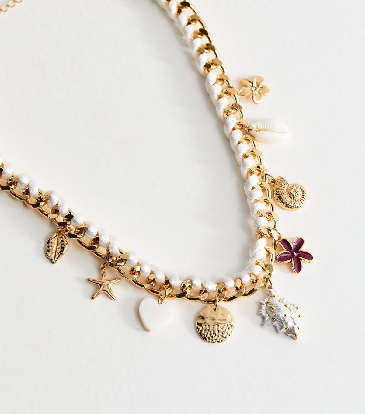 New Look Gold Tone Rope Chain Costal Charm Necklace New Look
