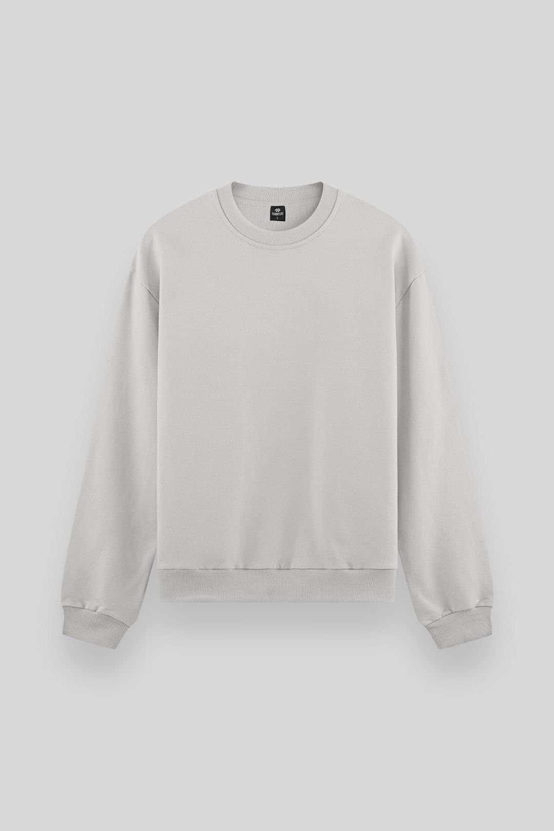 Tommy Life Tommy Life Men's Plain Crew Neck Sweatshirt in Pale Grey