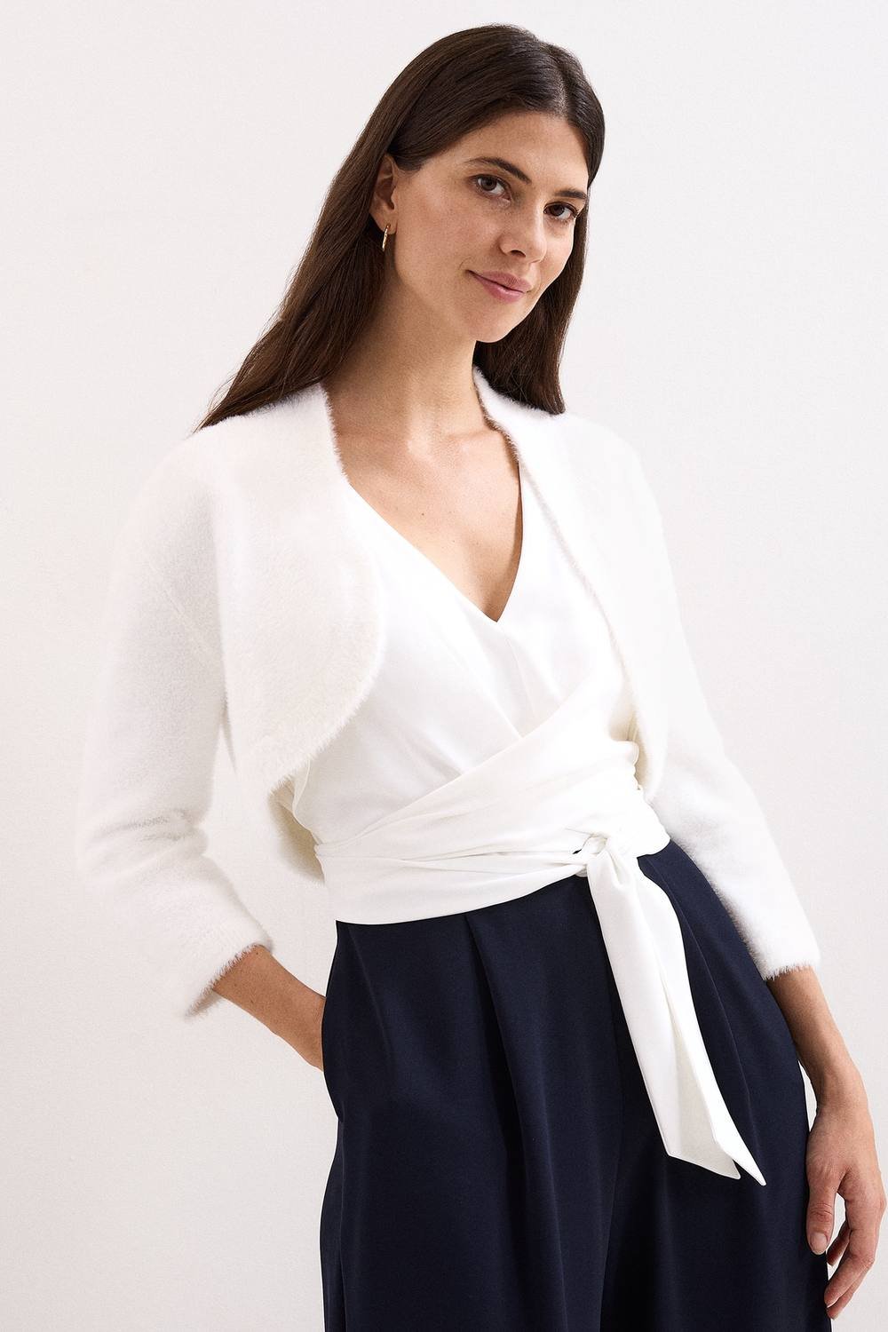 Phase Eight Phase Eight Women's Fay Fluffy 3/4 Length Sleeve Bolero in Warm White - 3