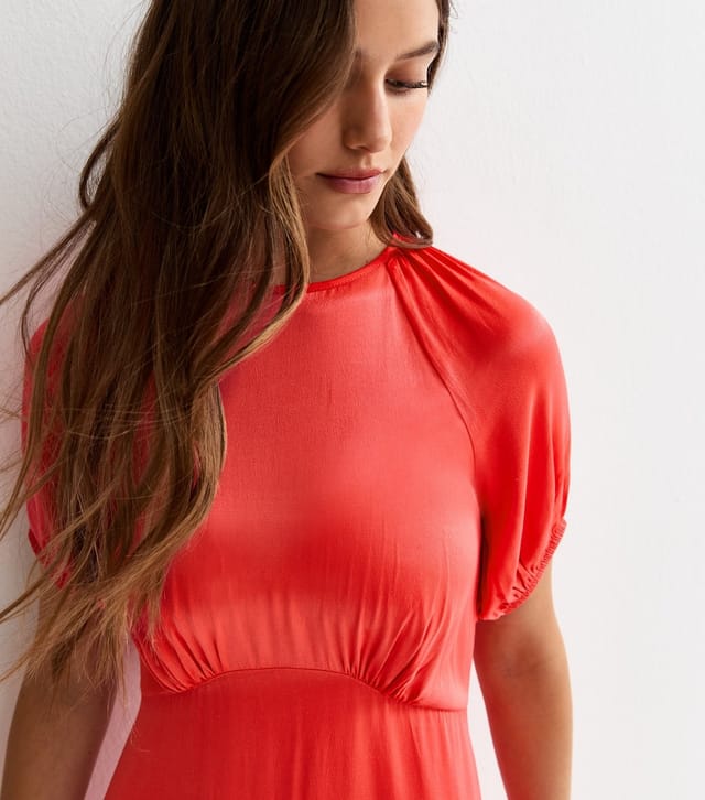 New Look Women's Coral Satin A-line Midi Dress New Look - 2