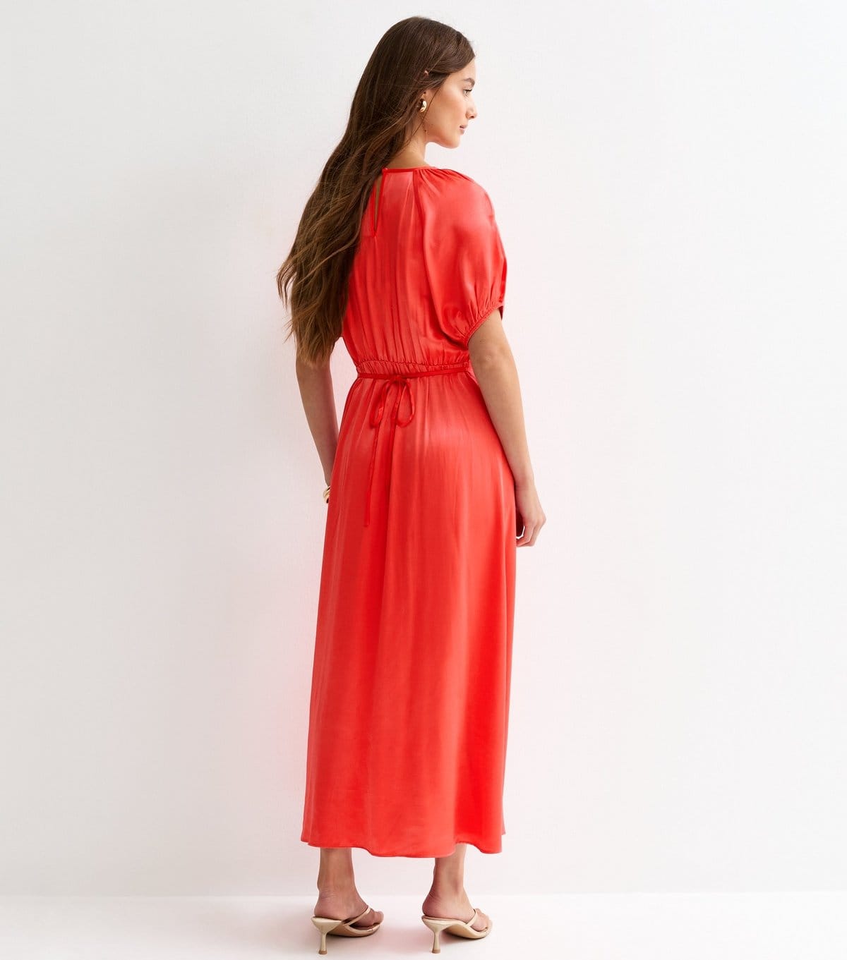 New Look Women's Coral Satin A-line Midi Dress New Look - 4