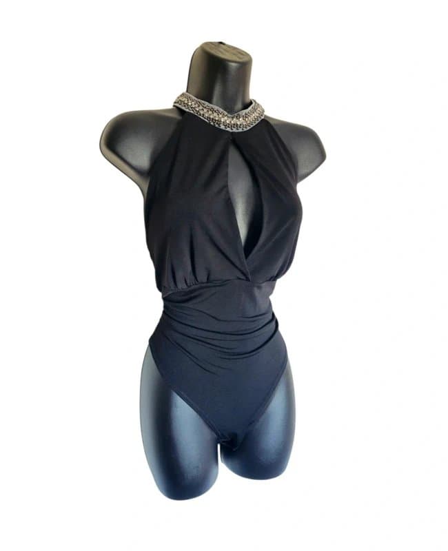 New Look New Look Black Embellished Halterneck Bodysuit UK 14🖤🤍