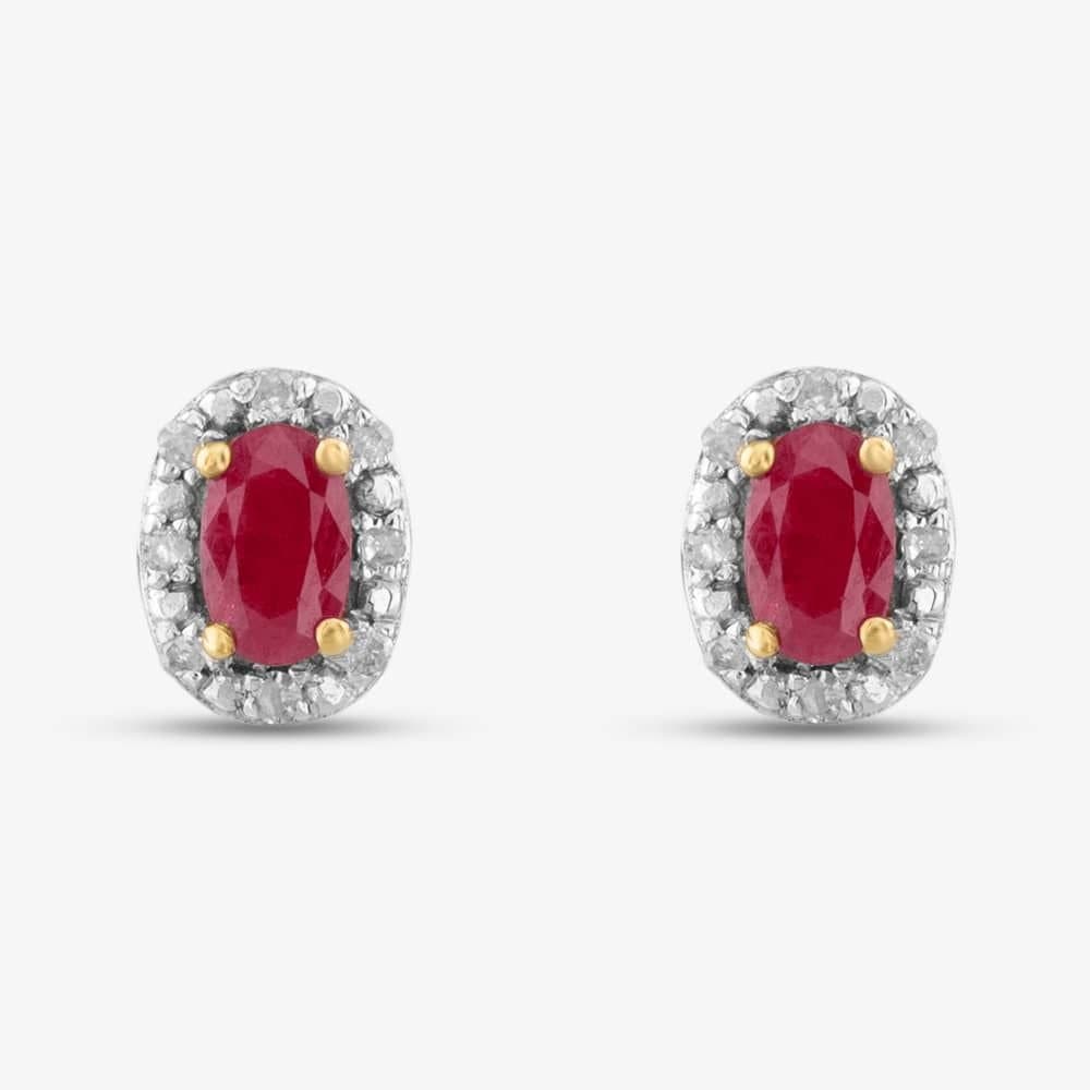 T.H.Baker T.H.Baker Pink Ruby Diamond Stud Earrings