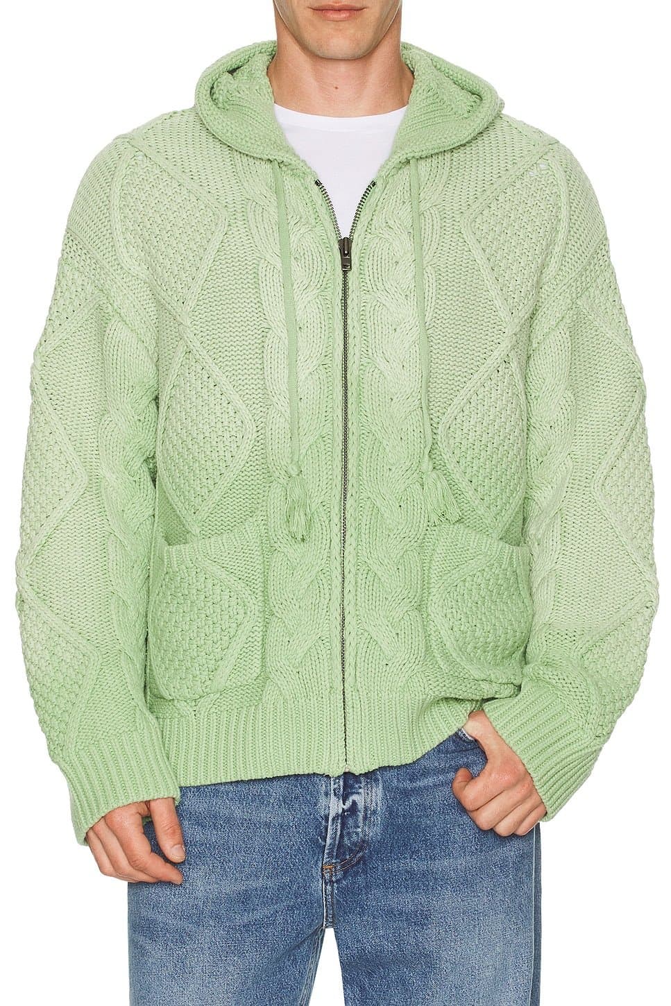 revolve Found Zip Up Cable Knit Hoodie