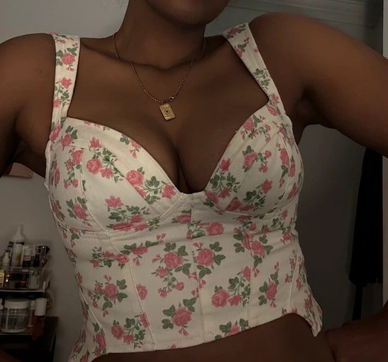 ASOS Floral Print Denim Corset