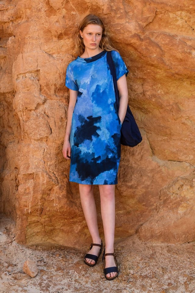 Celtic & Co Celtic & Co Women's Boat Neck Knee Length Jersey Dress in Bright Blue - 3