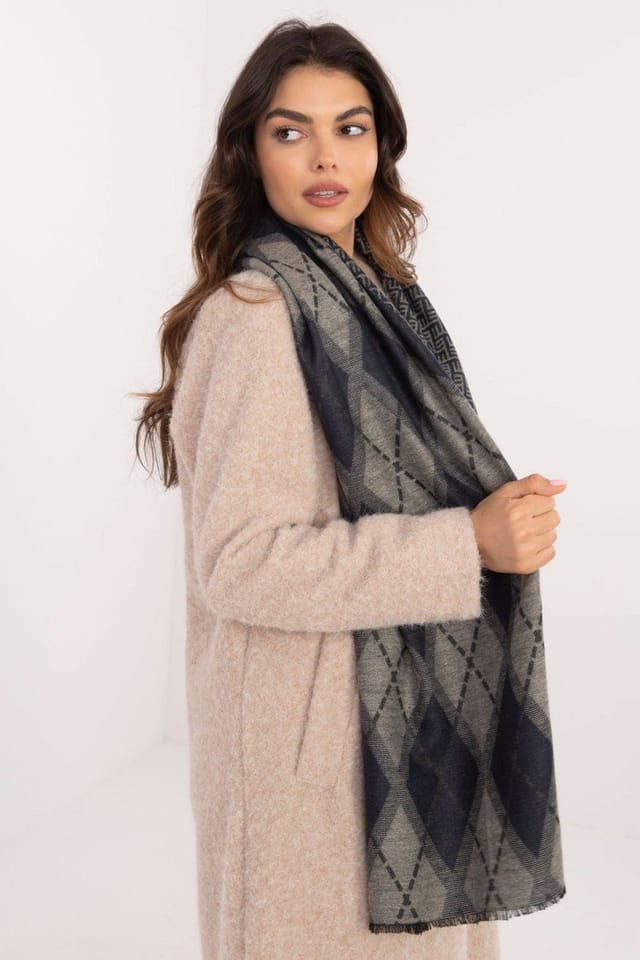 Love Lace Love Lace Women's Geometric Pattern Viscose Neckerchief Light Soft Elegant Accessory in Blue - 2