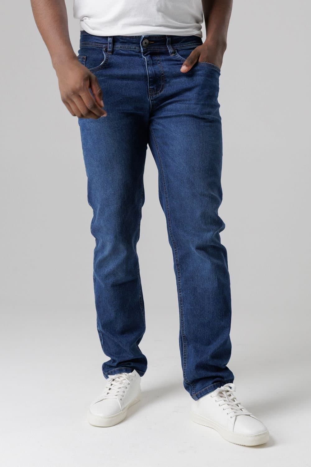 Tokyo Laundry Tokyo Laundry Men's Straight Fit Cotton Blend Jeans in Mid Blue
