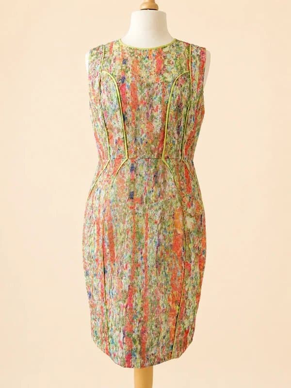 Whistles Whistles Embroidered Occasion Sheath Dress UK14 Multicolour Silk Trim Fully Lined Wedding