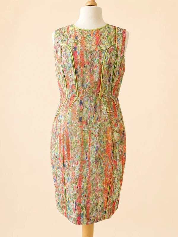 Whistles Whistles Embroidered Occasion Sheath Dress UK14 Multicolour Silk Trim Fully Lined Wedding - 1