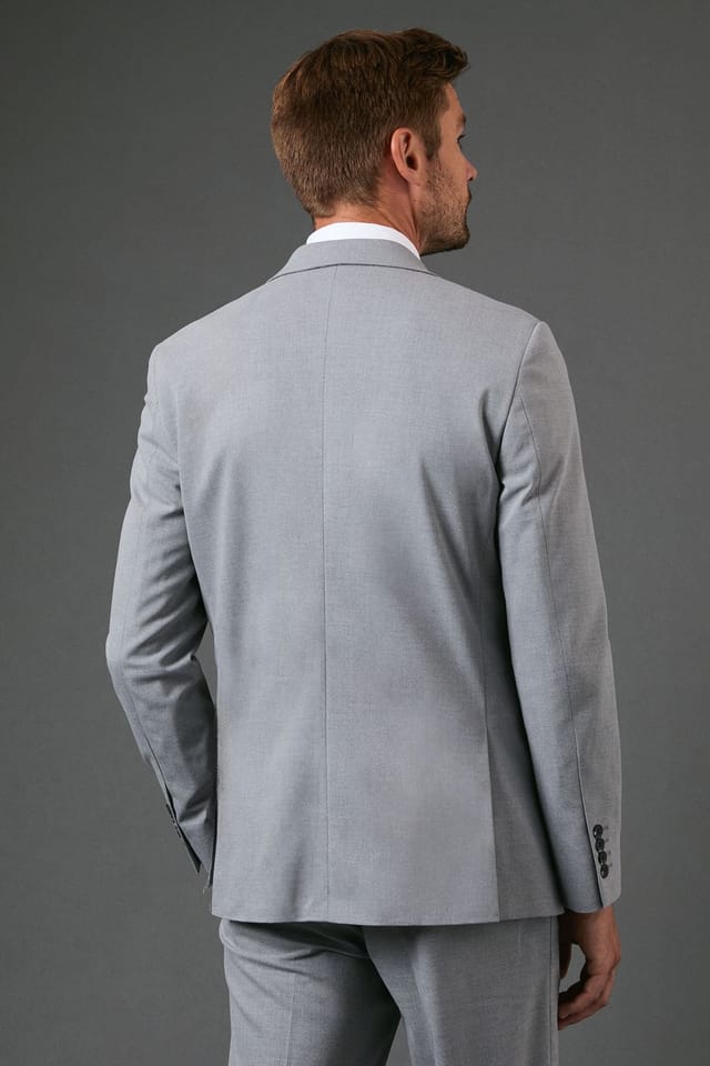 Burton Burton Men's Light Grey Slim Fit Essential Suit Jacket - 3