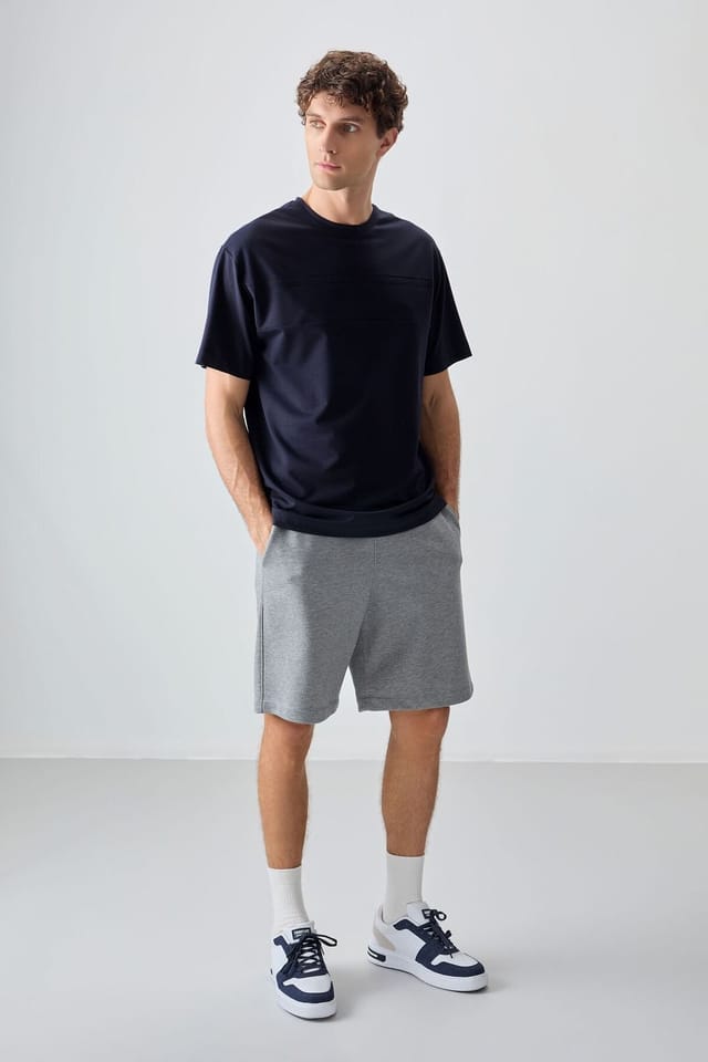 Tommy Life Tommy Life Men's Oversized Crew Neck T-Shirt in Navy - 3