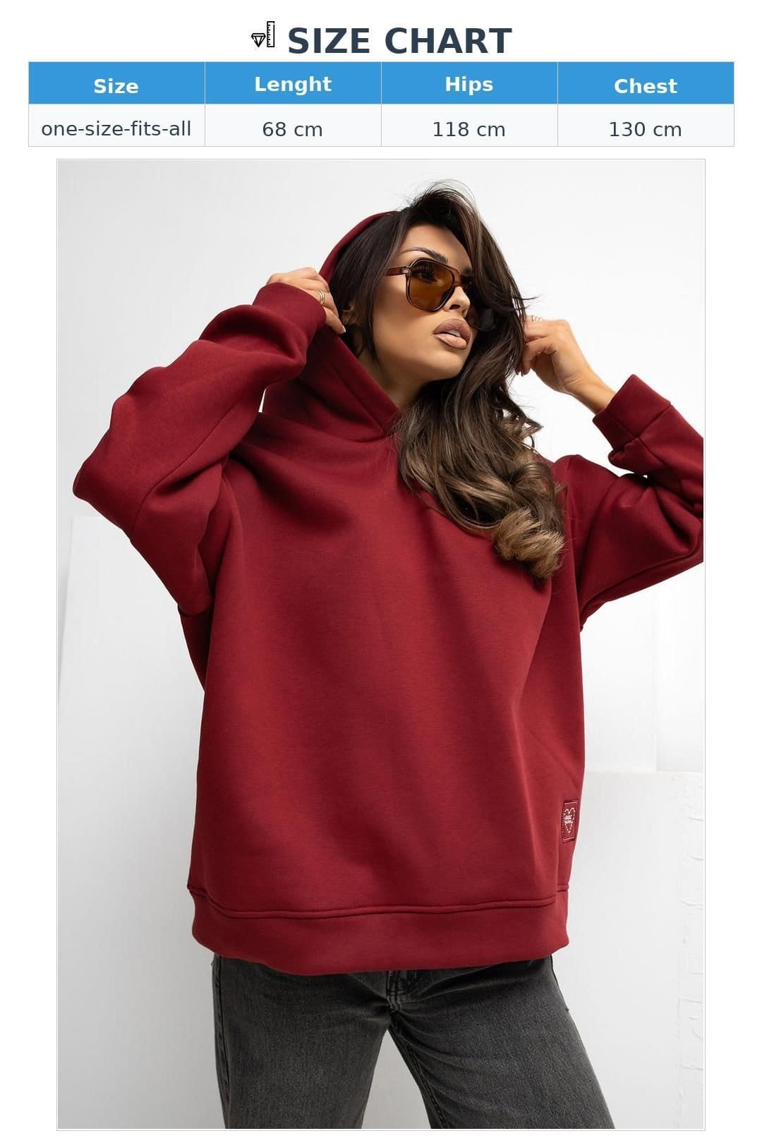 Love Lace Love Lace Women's Loose Hooded Pullover Top with Soft Stretch in Burgundy - 4