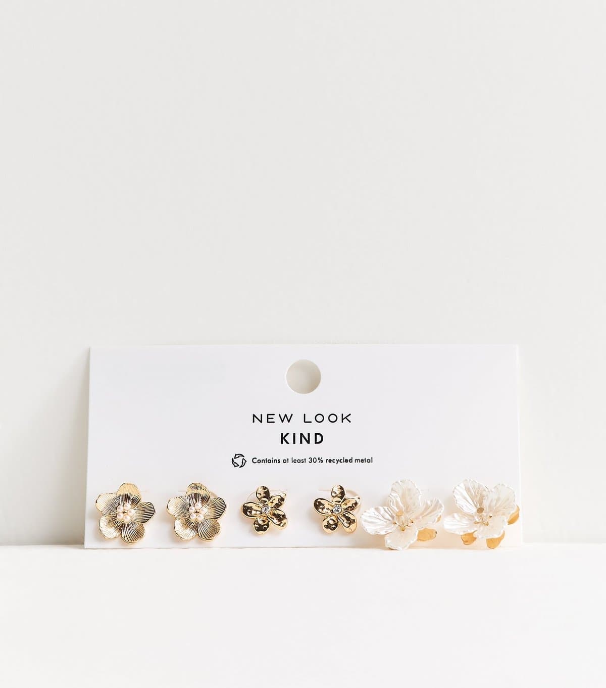 New Look Pack of 3 Gold Tone Mini Flower Stud Earrings New Look