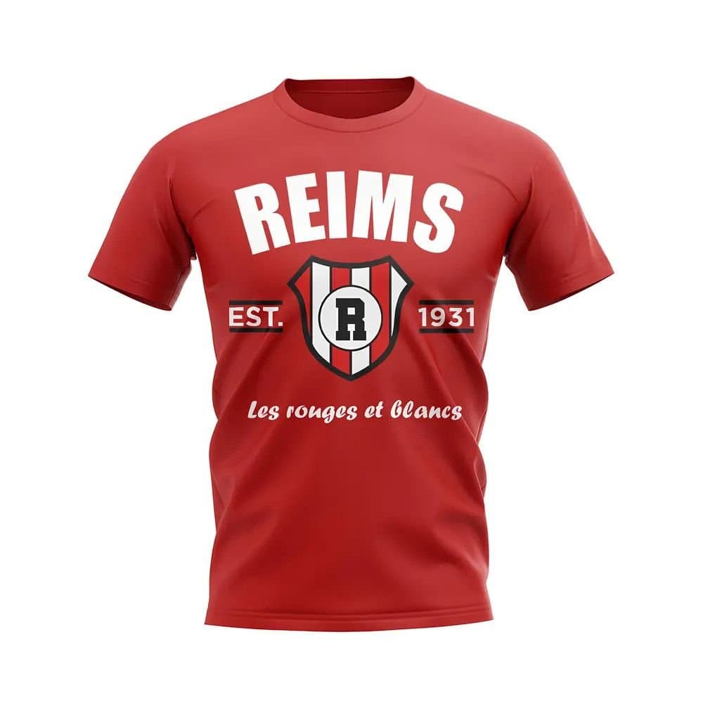 Stade de Reims Stade de Reims Men's Personalised Reims Established Football T-Shirt in Red