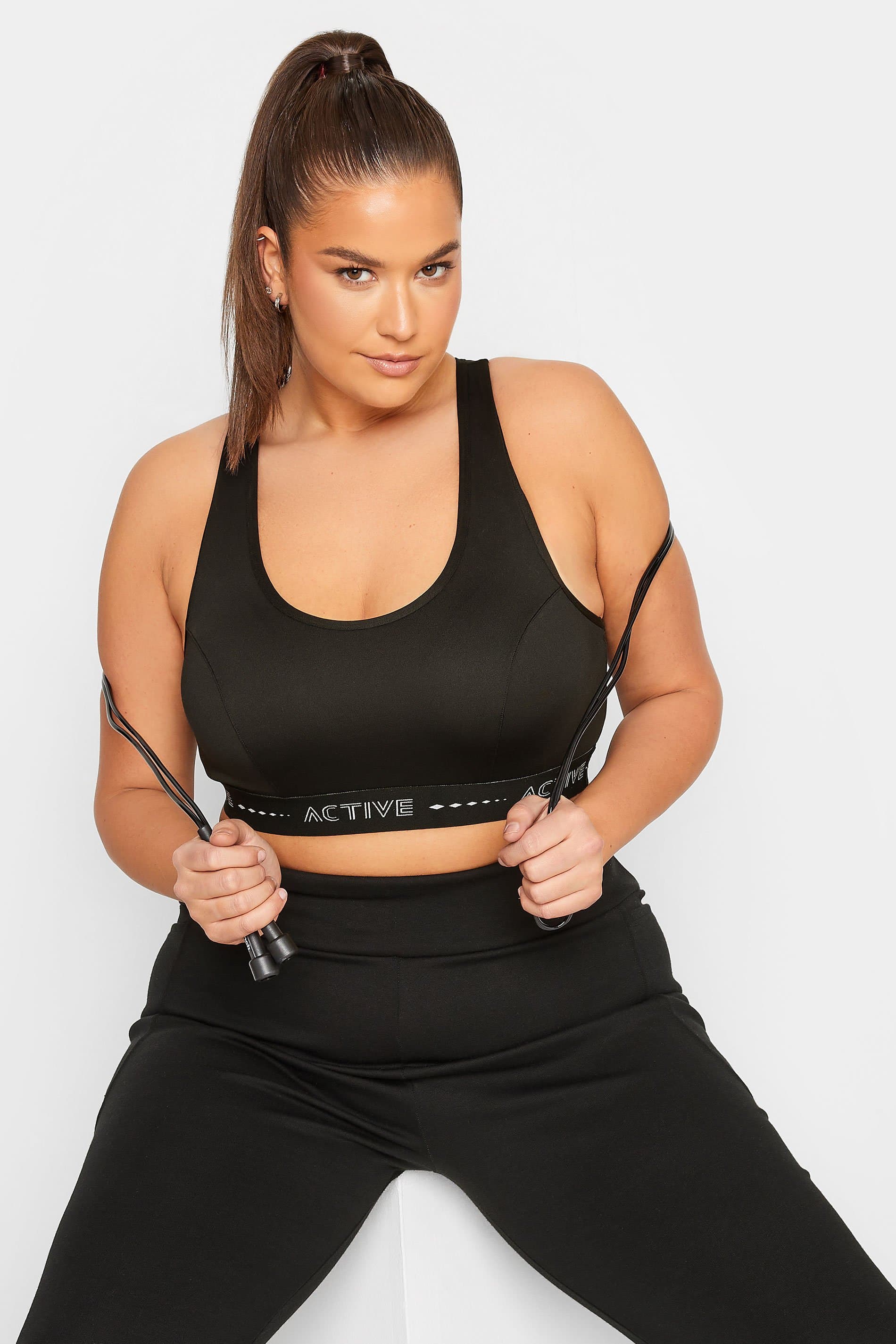 Yours Active Plus Size Black Sports Bra